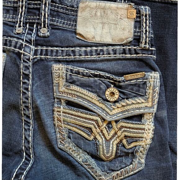 SALVAGE Mid Rise Jeans Mayhem Straight Regular Fit Dark Blue Wash Women's 28x30 - Picture 7 of 8